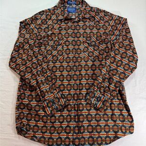 Pendleton Aztec Southwest Cowboy Pearl Snap Long Sleeve Frontier Shirt Men’s L